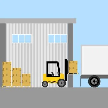 The loader loads the boxes Stock Illustration