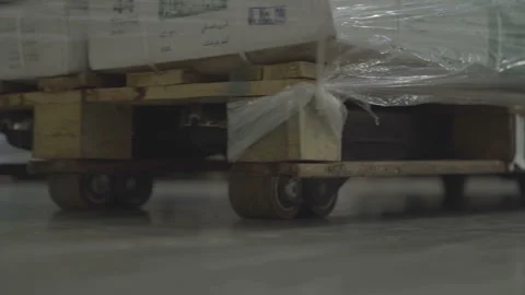 Loader with pallets loaded with boxes.  Stock Footage 167855731