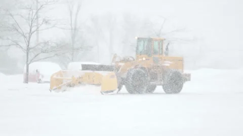 Loader Plowing Snow Video stock 35731172