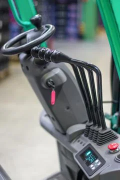 Loader steering with control levers. Stock Photos