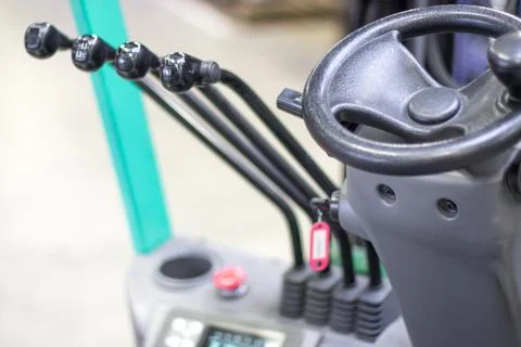 Loader steering with control levers. Stock Photos