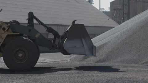 Loader transship iron ore in dock Stock Footage 90945786