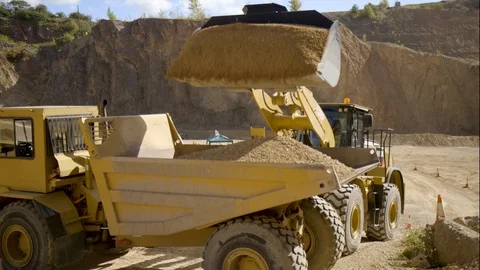 Loader Unloading Sand Medium Stock Footage 127035846