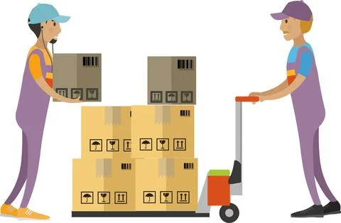 Loader warehouse worker logistics team vector icon isolated on white Stock Illustration