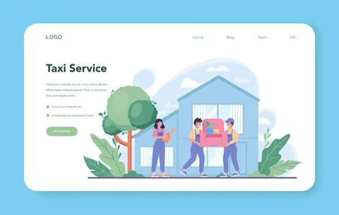 Loader web banner or landing page. Worker in uniform carrying boxes set. Stock Illustration