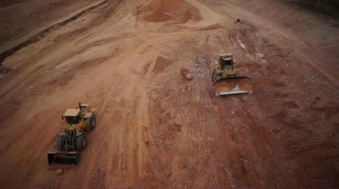 Loader working on a construction site- aerial shot Stock Footage 22242952