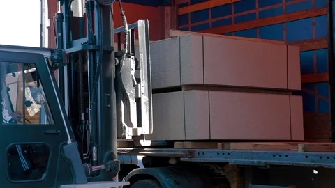 Loader working at warehouse in lumber factory Stock-Footage 70649162