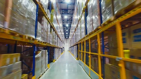 Loaders Drive Through The Warehouse Stock Footage 206130451