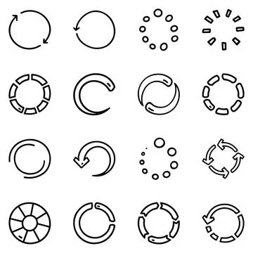 Loaders line vector doodle simple icon set Stock Illustration