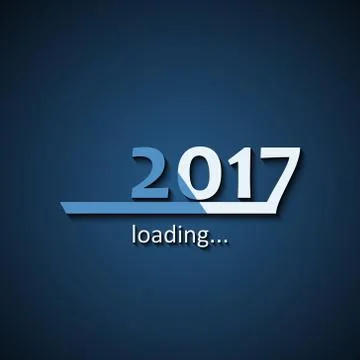 Loading 2017 inscription bar - flat design template, blue edition Illustrazione stock