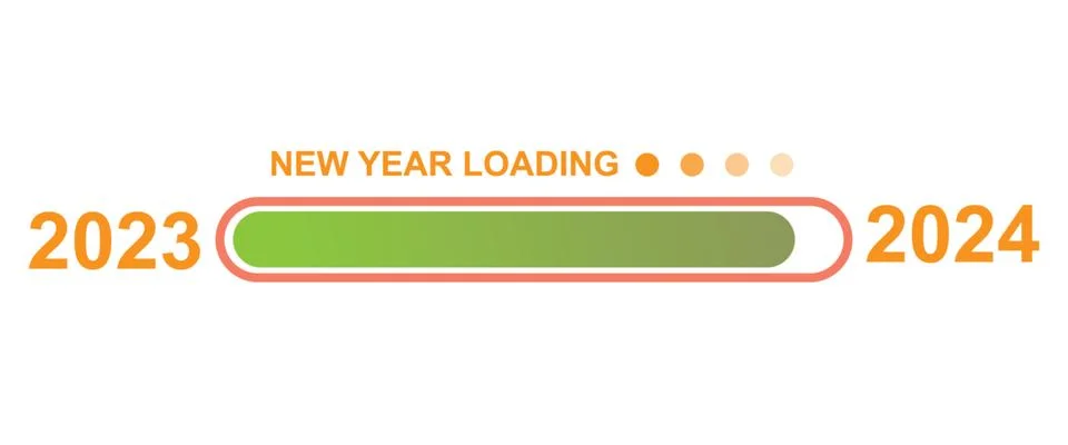 Loading 2023 to 2024 progress bar. Happy new year 2024 welcome. Year changi.. Illustrazione stock
