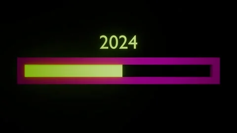 Loading 2024 to 2025 progress bar on bla... | Stock Video | Pond5