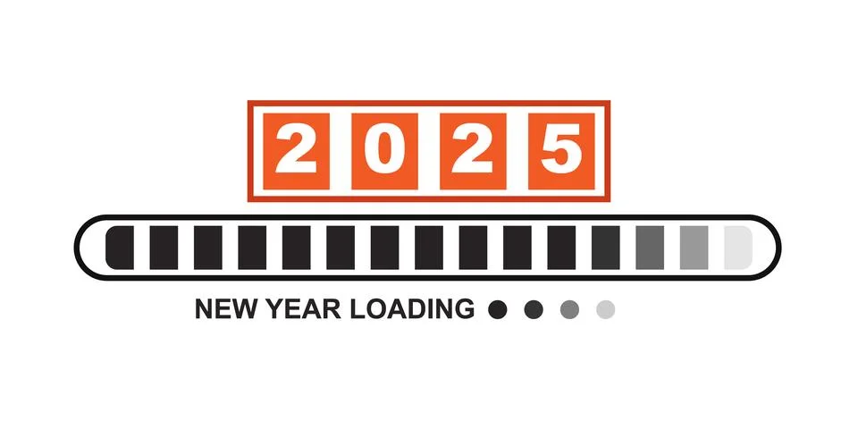 Loading 2024 to 2025 progress bar. Happy new year 2025 welcome. Year changi.. Stock Illustration