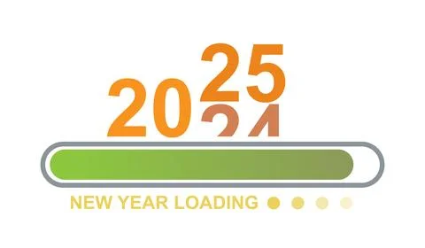 Loading 2024 to 2025 progress bar. Happy new year 2025 welcome. Year changi.. Stock Illustration
