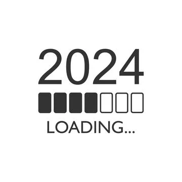 Loading 2024 year icon in flat style. Progress indicator vector illustratio.. Illustrazione stock