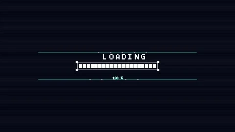 Loading 8 bit retro pixelated progress bar animation with percentage on Stock Footage 345662988