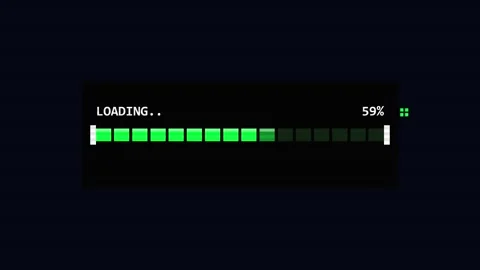 Loading 8 bit retro progress bar animation reaching ninety nine percent for Stock Footage 345662945