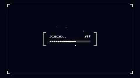 Loading 8 bit retro progress bar animation with percentage counter on dark Video stock 345662947