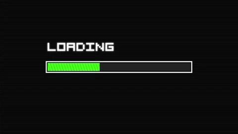 Loading 8 bit retro. Retro 8-bit style loading screen with green progress bar Stock Footage 342202836