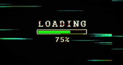 Loading and access complete modern glitch transition Stock Footage 136186399