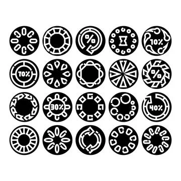 Loading and buffering interface icon set for applications Stock Illustration