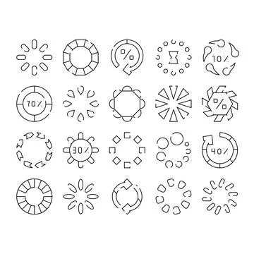 Loading and buffering progress interface icons collection 스톡 일러스트