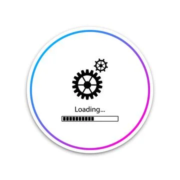 Loading and gear icon isolated on white background. Progress bar icon. System Stock Illustration