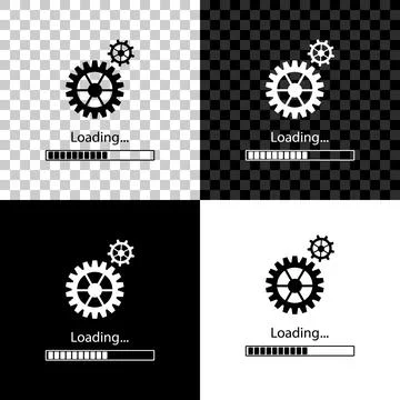 Loading and gear icon isolated on black, white and transparent background Stock Illustration