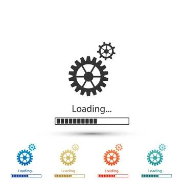 Loading and gear icon isolated on white background. Progress bar icon. System Illustrazione stock