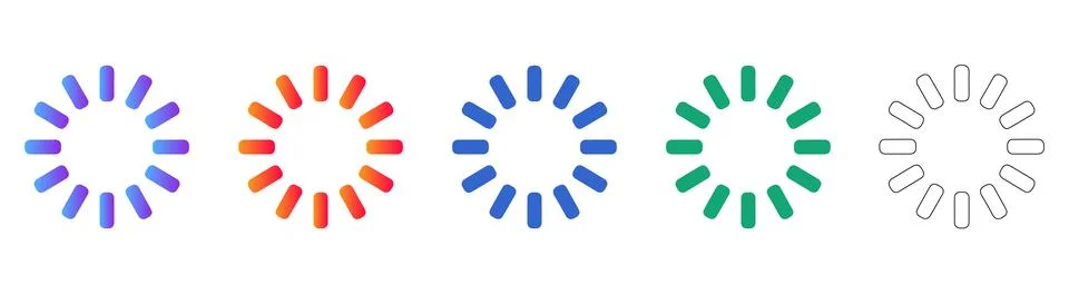 Loading and Process Progress Circular Icons Stock Illustration