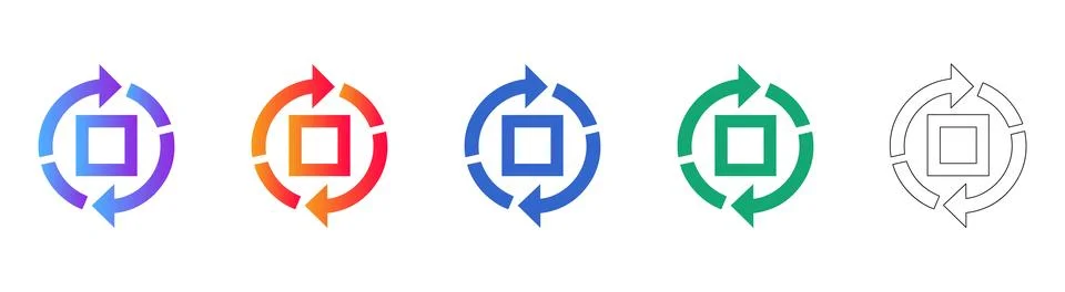 Loading and Refresh Icons with Arrows Stock Illustration