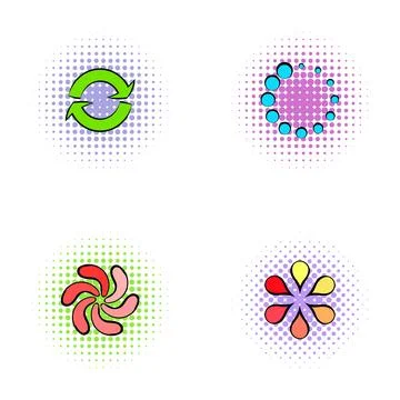 Loading and refreshing indicators set in pop art comic style Illustrazione stock