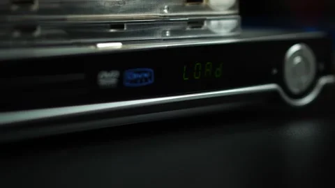 Loading and Starting Playback of DVD Digital Video Disk in Player, Close Up Stock Footage 296730480