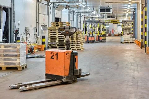 Loading and unloading area of cold food  warehouse. Stock Photos