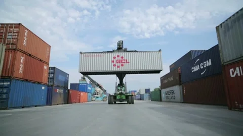 Loading and unloading cargo at the port 3 Stock Footage