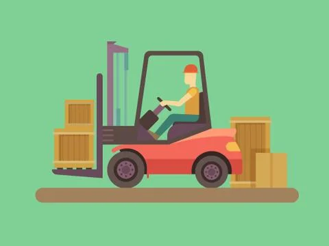 Loading and unloading machine Stock Illustration