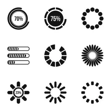 Loading and waiting icons set, simple style Stock Illustration