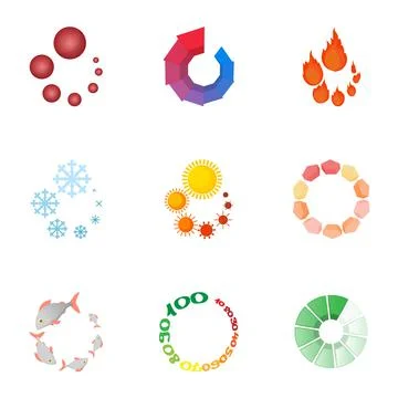 Loading and waiting icons set, cartoon style Stock Illustration