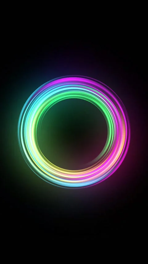 Loading animation neon colorful circles icon on black background 4k video 스톡 동영상 293691585