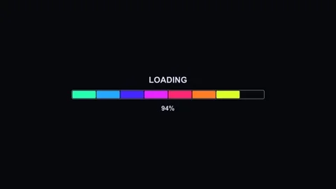 Loading animation showing progress with colorful bars on a black background.. Stock Footage 325750161