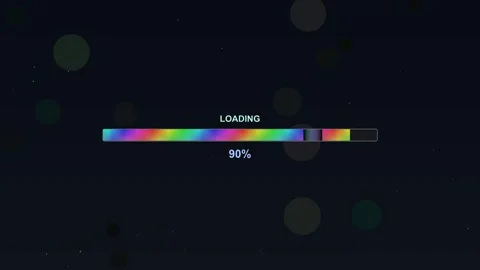 Loading animation shows progress through colorful bar as it reaches complet.. Stock Footage 328273799