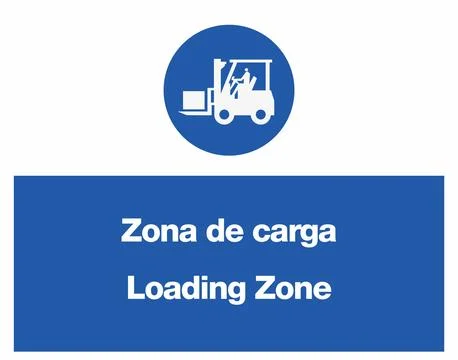 Loading Area Bilingual Construction Mandatory Signs Collection Stock Illustration
