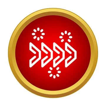 Loading arrows moving right in red circle icon Stock Illustration