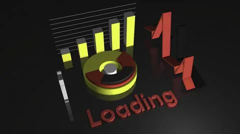 Loading background with 3d elements and shapes. Motion. Screensaver for Illustrazione stock