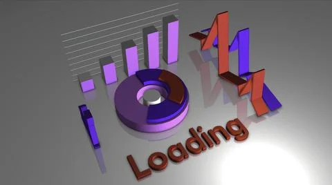 Loading background with 3d elements and shapes. Motion. Screensaver for Illustrazione stock