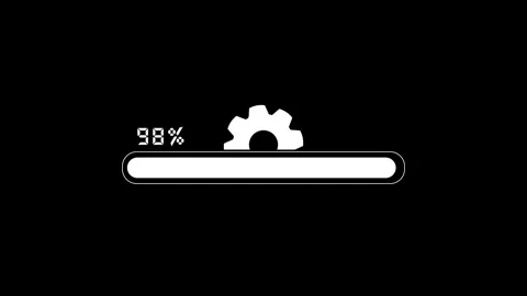 Loading bar (1-100%), loading bar with gear wheel or setting icon Stock-Footage 307417415