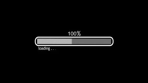 Loading bar at 100 percent and loading text showing progress and waiting in.. Stock Footage 337182721