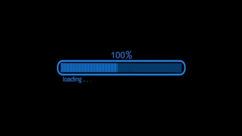 Loading bar at 100 percent and loading text showing progress and waiting in.. Stock Footage 337182724