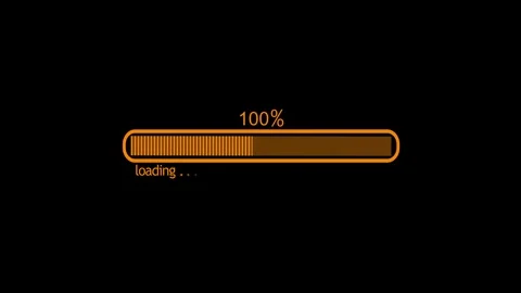 Loading bar at 100 percent and loading text showing progress and waiting in.. Stock Footage 337182727