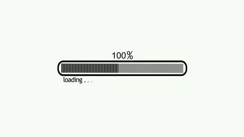 Loading bar at 100 percent and loading text showing progress and waiting in.. Stock Footage 337182732